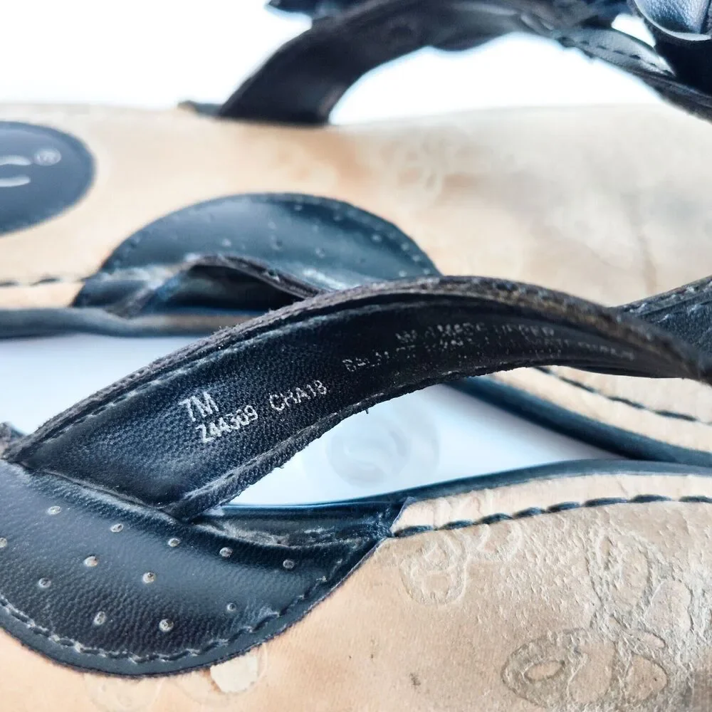 Born Black Vegan Flat Flower Thong Flip Flop Comfort Sandals Size 7 Preppy Boho‎